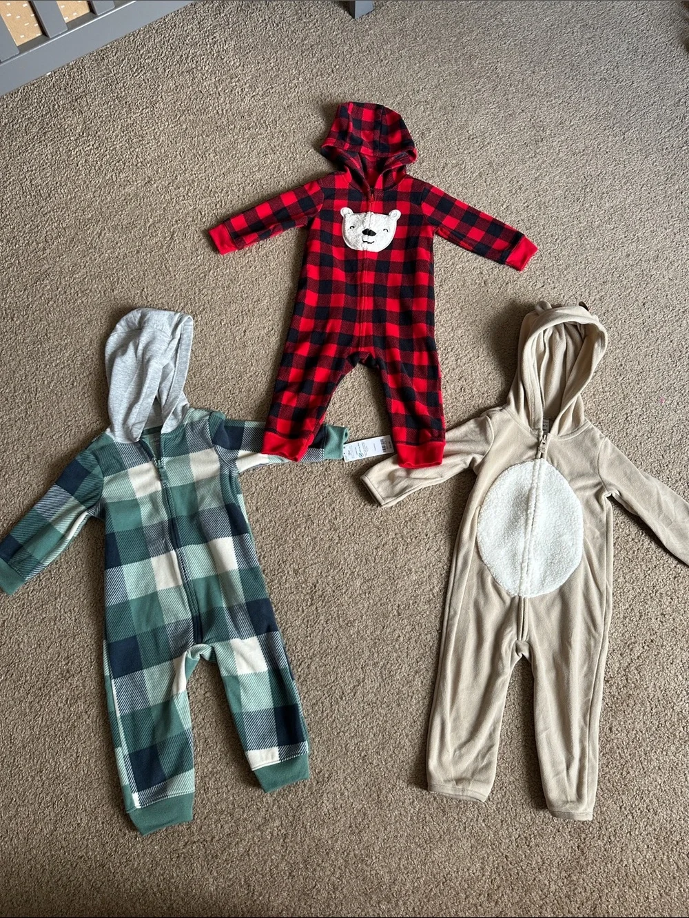 3 pieces, carters Hooded Baby One-Piece
